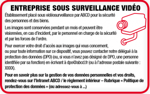 Exemple de d'affichage concernant la vidéosurveillance